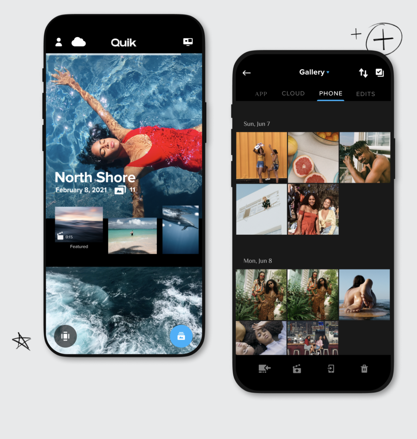 Importa fotos y vídeos de tu teléfono, de tu GoPro o de cualquier otra cámara.